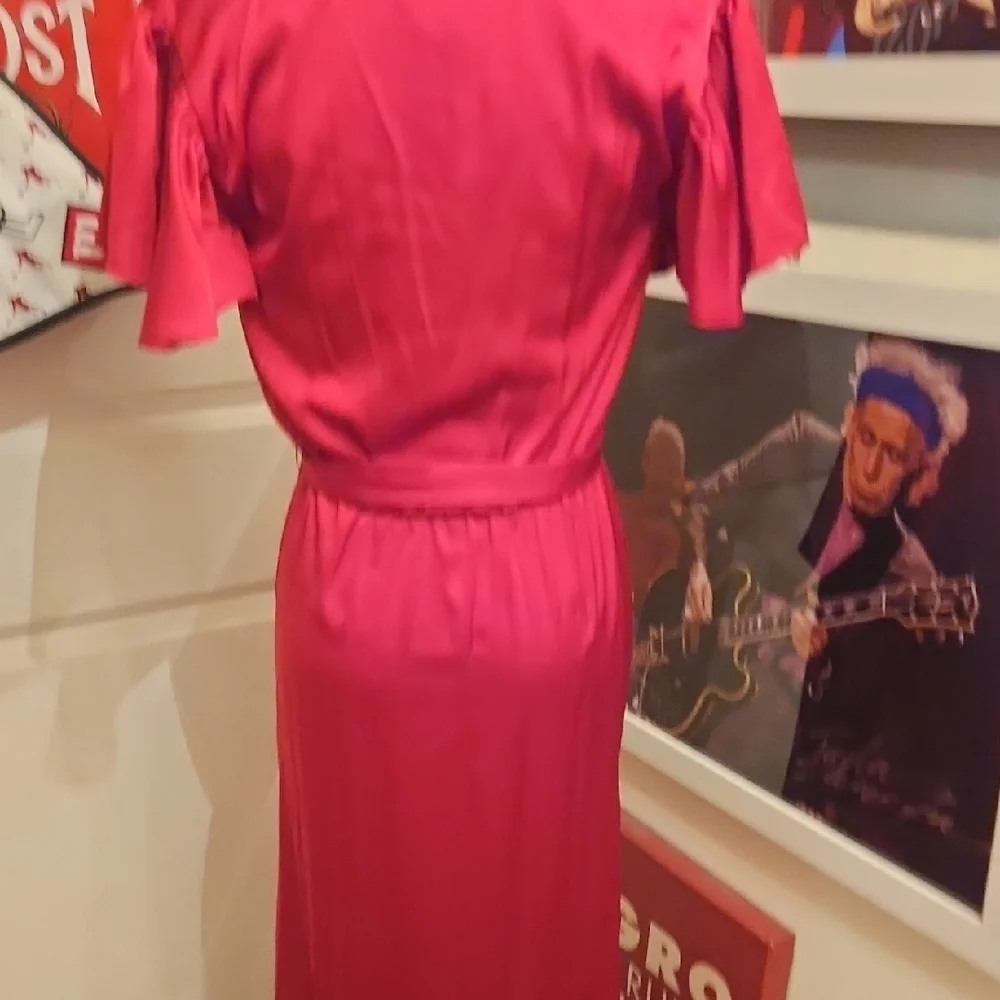 Nicole Miller Red Wrap-Front Maxi Dress with Ruffled Skirt - Picture 7 of 10